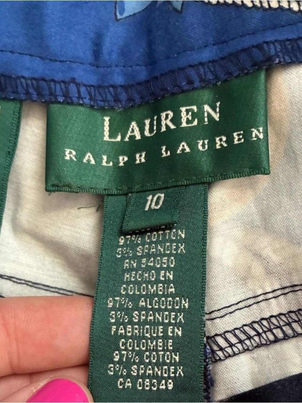 Lauren Ralph Lauren Black and Blue Nautical Anchor High Waist Pants Women's Sz10 - Picture 4 of 7